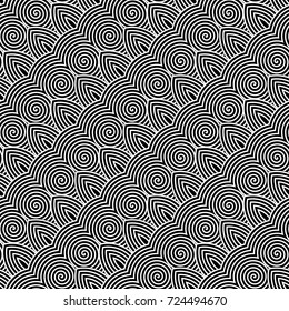 Design seamless monochrome waving pattern. Abstract stripy background. Vector art