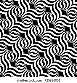 Design seamless monochrome waving pattern. Abstract decorative background. Vector art