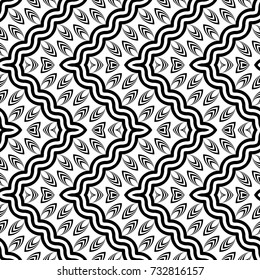 Design seamless monochrome waving pattern. Abstract zigzag background. Vector art