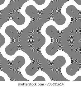 Design seamless monochrome waving pattern. Abstract zigzag background. Vector art. No gradient