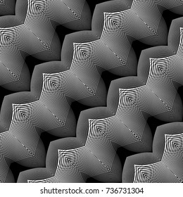 Design seamless monochrome waving pattern. Abstract lines background. Vector art. No gradient