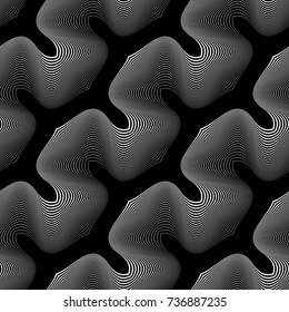 Design seamless monochrome waving pattern. Abstract lines background. Vector art. No gradient