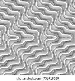 Design seamless monochrome waving pattern. Abstract zigzag background. Vector art. No gradient