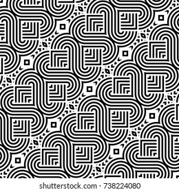 Design seamless monochrome waving pattern. Abstract zigzag background. Vector art