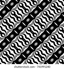 Design seamless monochrome waving pattern. Abstract background. Vector art