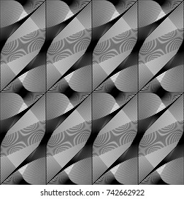 Design seamless monochrome waving pattern. Abstract decorative background. Vector art. No gradient