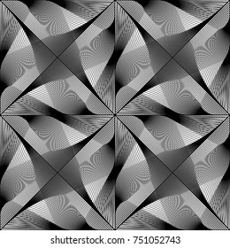 Design seamless monochrome waving pattern. Abstract decorative background. Vector art. No gradient