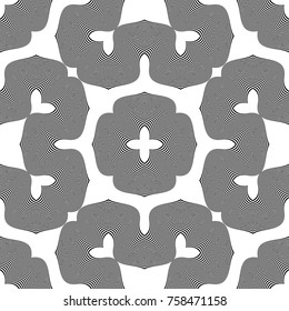 Design seamless monochrome waving pattern. Abstract striped background. Vector art. No gradient