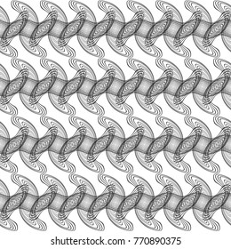 Design seamless monochrome waving pattern. Abstract decorative background. Vector art. No gradient