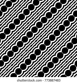 Design seamless monochrome waving pattern. Abstract circle background. Vector art