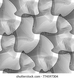 Design seamless monochrome waving pattern. Abstract background. Vector art. No gradient