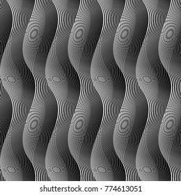 Design seamless monochrome waving pattern. Abstract background. Vector art. No gradient