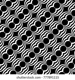 Design seamless monochrome waving pattern. Abstract circle background. Vector art