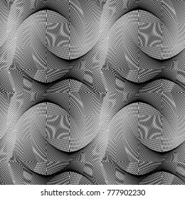 Design seamless monochrome waving pattern. Abstract decorative striped background. Vector art. No gradient