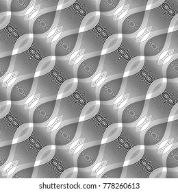 Design seamless monochrome waving pattern. Abstract background. Vector art. No gradient