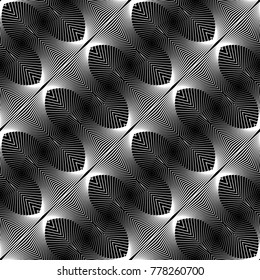 Design seamless monochrome waving pattern. Abstract lines textured background. Vector art. No gradient