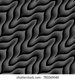 Design seamless monochrome waving pattern. Abstract striped background. Vector art. No gradient