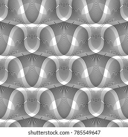 Design seamless monochrome waving pattern. Abstract background. Vector art. No gradient