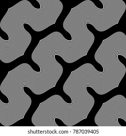 Design seamless monochrome waving pattern. Abstract striped background. Vector art. No gradient