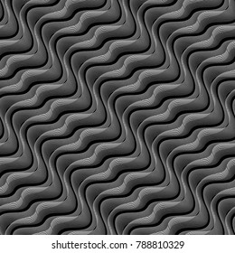 Design seamless monochrome waving pattern. Abstract lines background. Vector art. No gradient