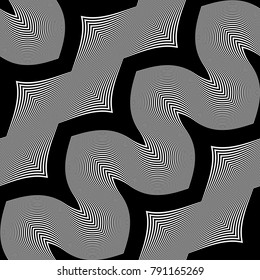 Design seamless monochrome waving pattern. Abstract striped background. Vector art. No gradient