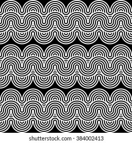 Design seamless monochrome waving zigzag pattern. Abstract stripy background. Vector art