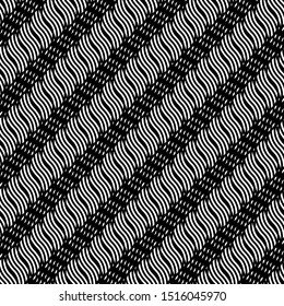 Design seamless monochrome wavy pattern. Abstract interlaced background. Vector art