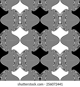 Design seamless monochrome whirl lines background. Abstract striped distortion pattern. Vector art. No gradient