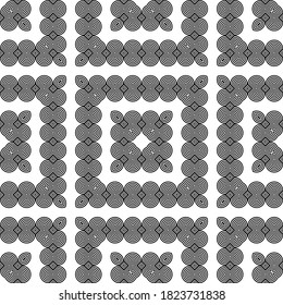 Design seamless monochrome zigzag decorative pattern. Abstract square background. Vector art