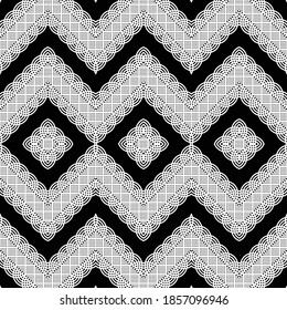 Design seamless monochrome zigzag decorative pattern. Abstract diamond background. Vector art