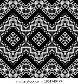 Gestalten Sie nahtloses, einfarbiges Zickzack-Dekorationsmuster. Abstrakter Diamantenhintergrund. Vektorkunst