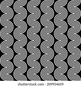 Design seamless monochrome zigzag geometric pattern. Abstract vertical stripy waving background. Vector art