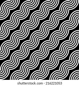 Design seamless monochrome zigzag geometric pattern. Abstract diagonal stripy background. Vector art