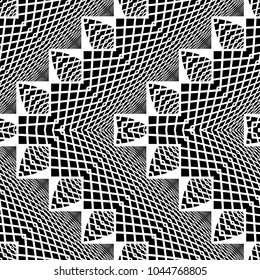 Design seamless monochrome zigzag pattern. Abstract illusion background. Vector art. No gradient