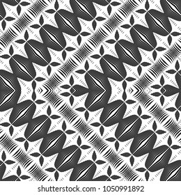 Design seamless monochrome zigzag pattern. Abstract decorative background. Vector art. No gradient