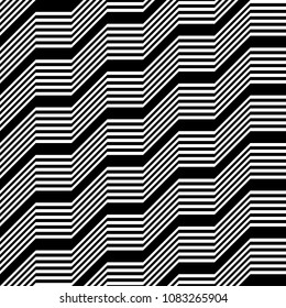 Design seamless monochrome zigzag pattern. Abstract stripy background. Vector art