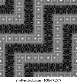 Design seamless monochrome zigzag pattern. Abstract striped background. Vector art. No gradient