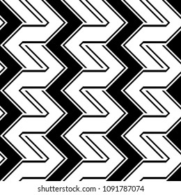 Design seamless monochrome zigzag pattern. Abstract stripy background. Vector art