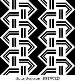Design seamless monochrome zigzag pattern. Abstract stripy background. Vector art