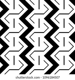 Design seamless monochrome zigzag pattern. Abstract stripy background. Vector art
