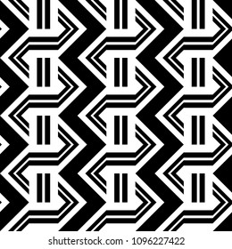 Design seamless monochrome zigzag pattern. Abstract stripy background. Vector art