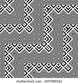 Design seamless monochrome zigzag pattern. Abstract striped background. Vector art