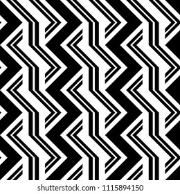 Design seamless monochrome zigzag pattern. Abstract background. Vector art