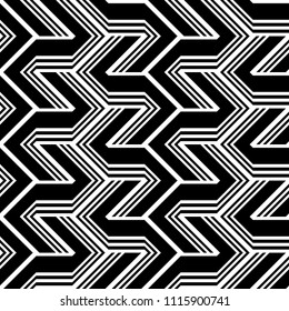 Design seamless monochrome zigzag pattern. Abstract background. Vector art