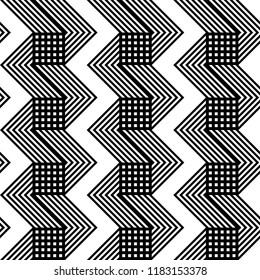 Design seamless monochrome zigzag pattern. Abstract background. Vector art