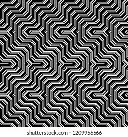 Design seamless monochrome zigzag pattern. Abstract stripy background. Vector art. No gradient
