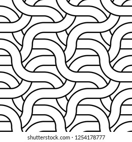 Design seamless monochrome zigzag pattern. Abstract interlaced background. Vector art