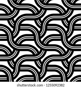 Design seamless monochrome zigzag pattern. Abstract interlaced background. Vector art
