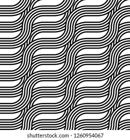 Design seamless monochrome zigzag pattern. Abstract interlaced background. Vector art