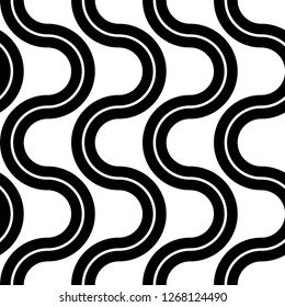 Design seamless monochrome zigzag pattern. Abstract twisting background. Vector art